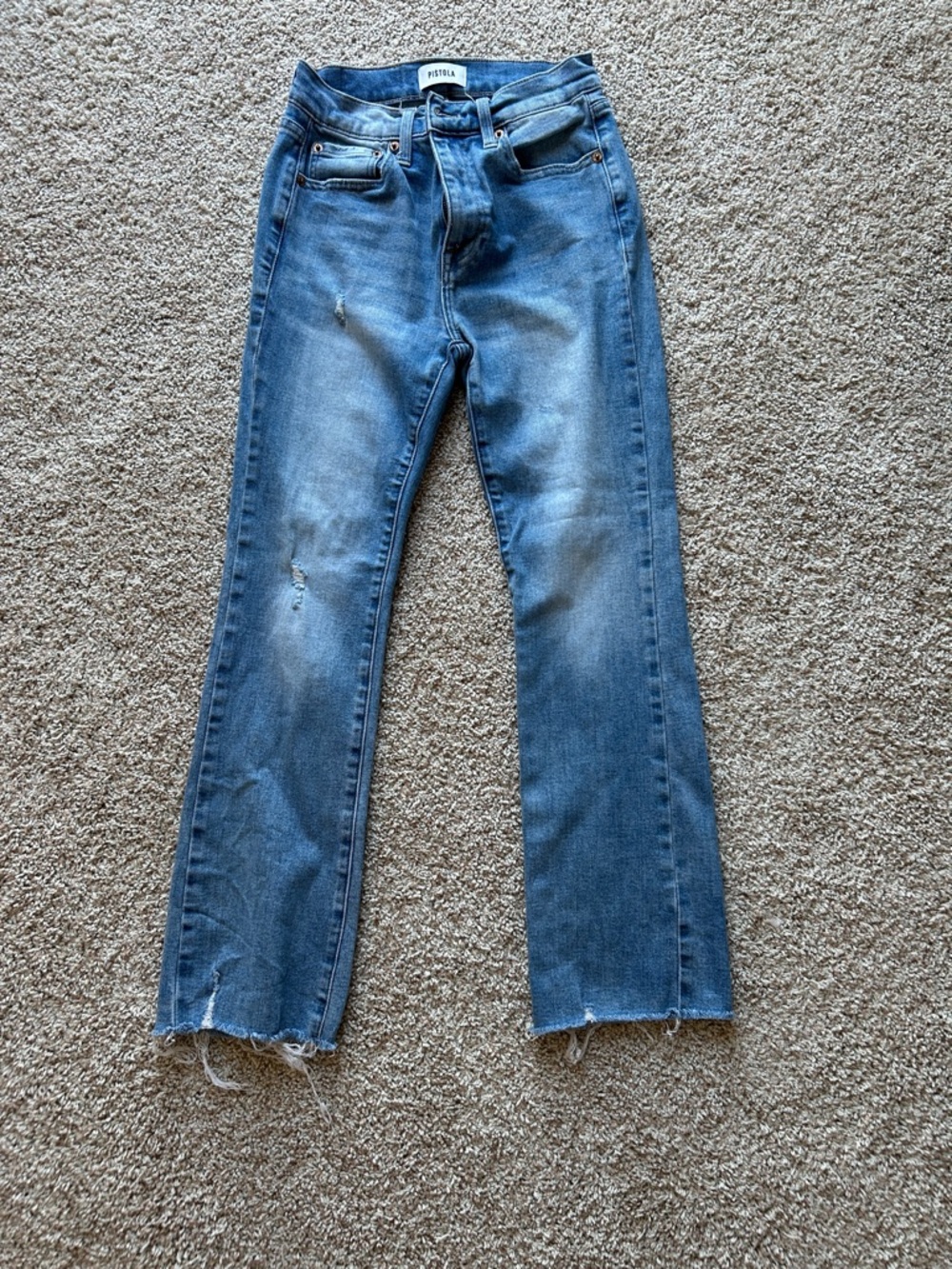 pistola Medium Wash Straight-Leg Jeans with Raw Hem